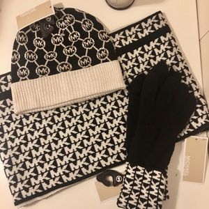 Michael Kors scarf, hat and gloves set